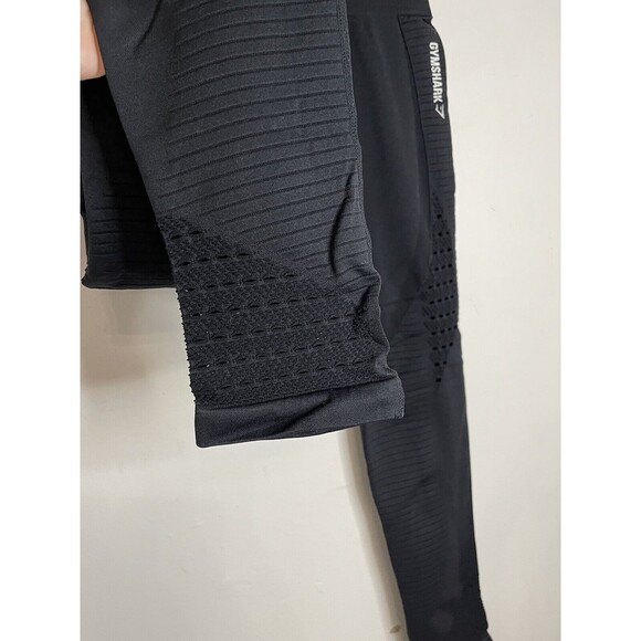 Gyms Shark Womens Medium Black Active Perforated Seamless Compression Leggings - Picture 5 of 7